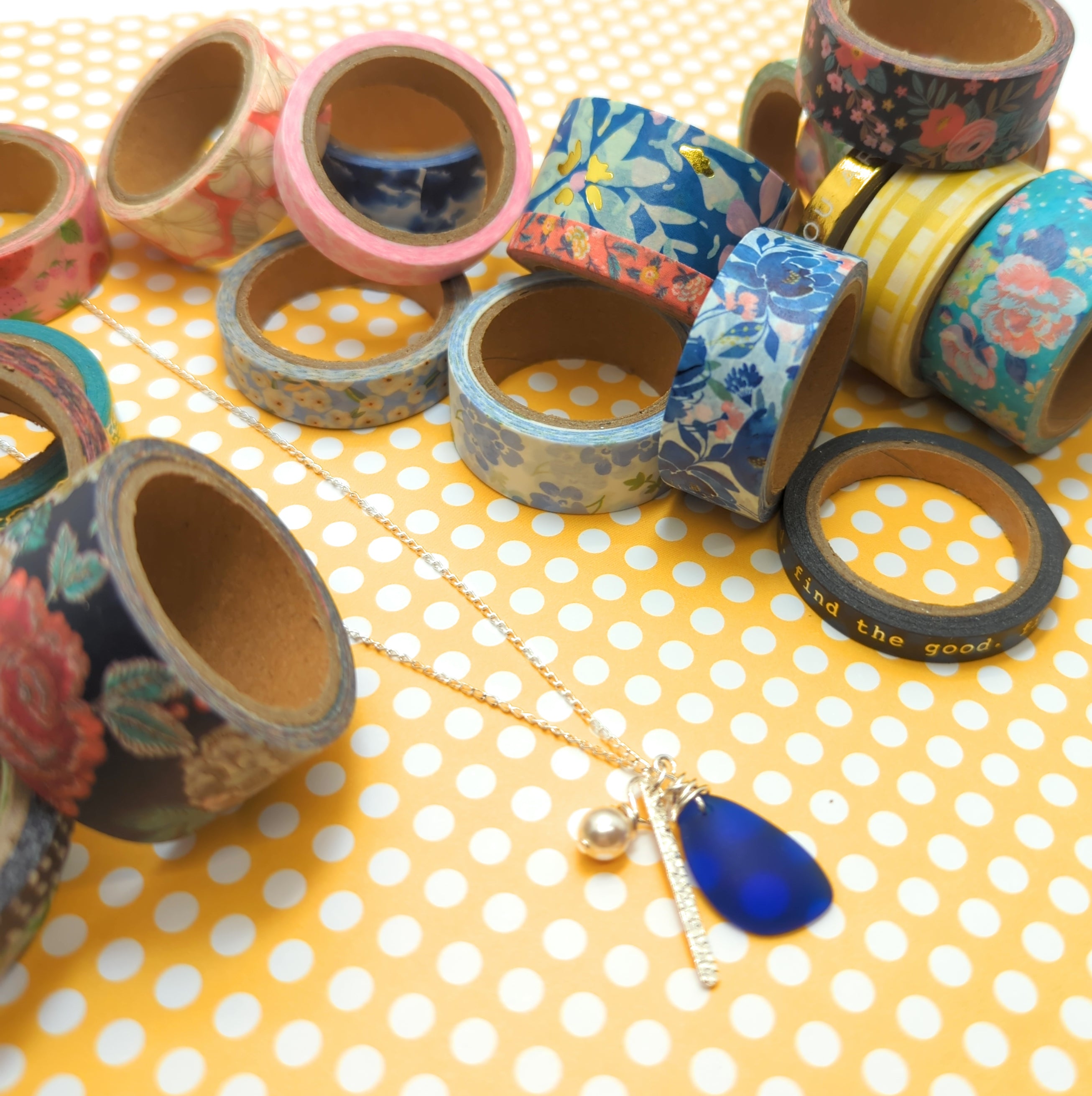 Starry Night Cobalt Blue Recycled Sea Glass Charm Necklace on Sterling Silver Chain