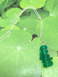 Tranquil Sea Green Stacked Recycled Sea Glass Pebble Pendant Necklace