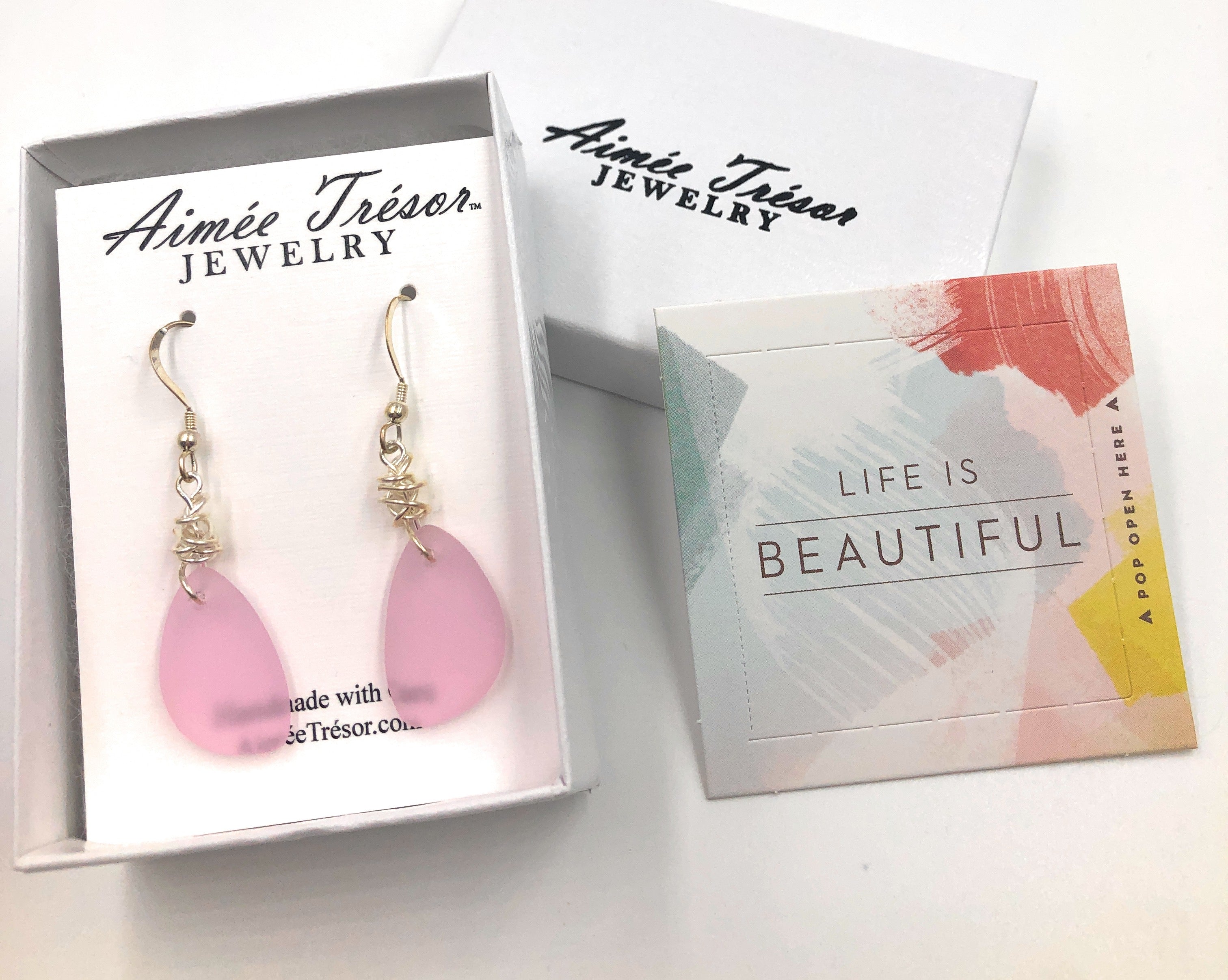 Sweet Heart Chic Pink Blush Recycled Sea Glass Earrings on Sterling Silver Hooks