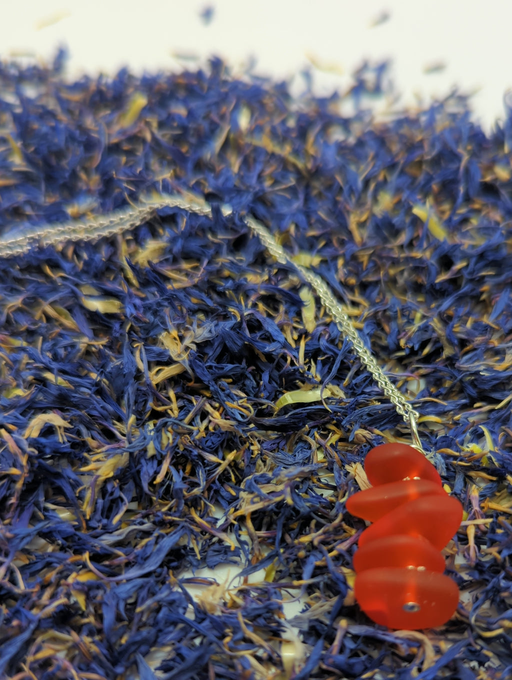 Sunset and Fire Stacked Sea Glass Pebble Pendant Necklace