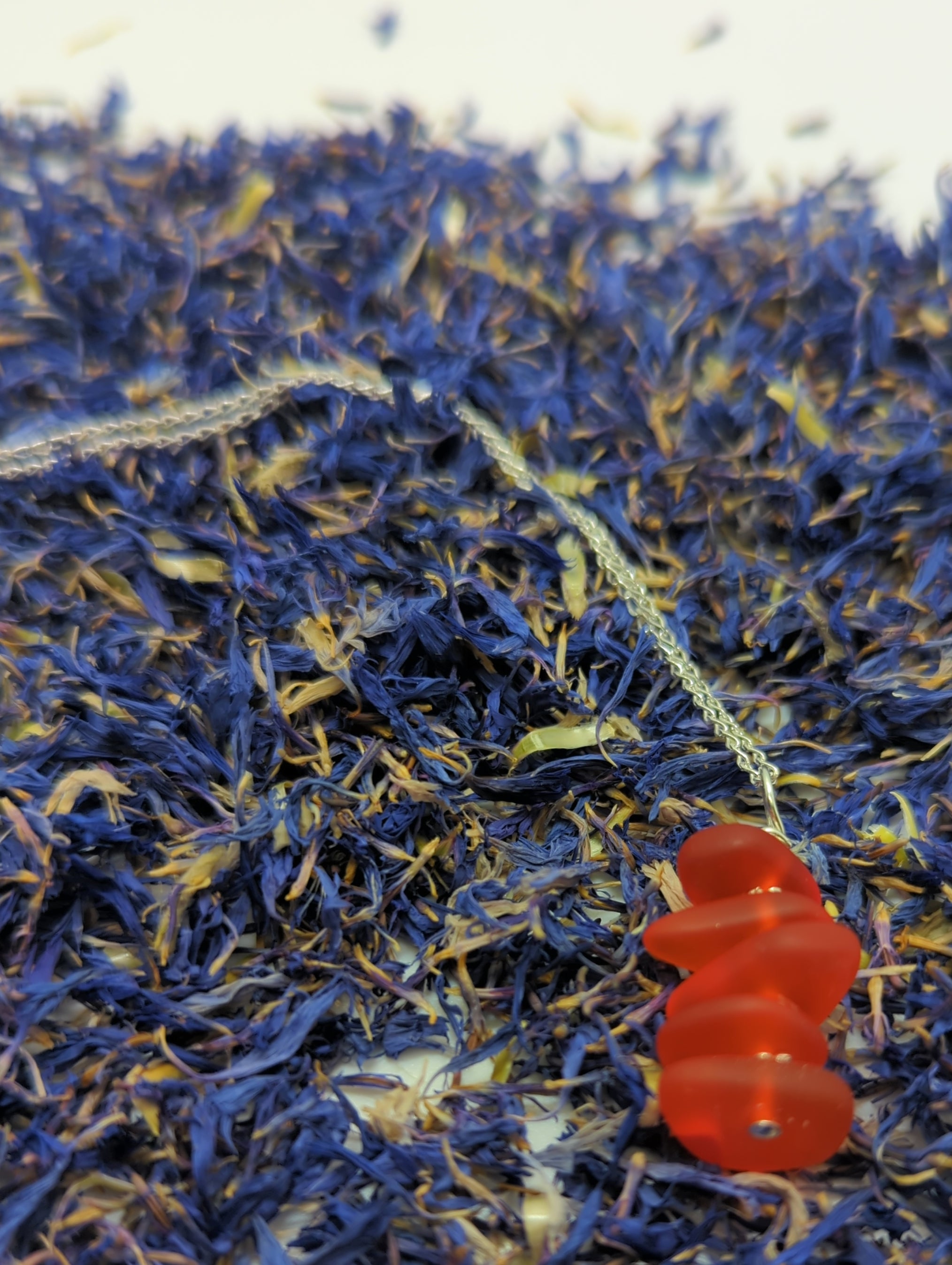 Sunset and Fire Stacked Sea Glass Pebble Pendant Necklace