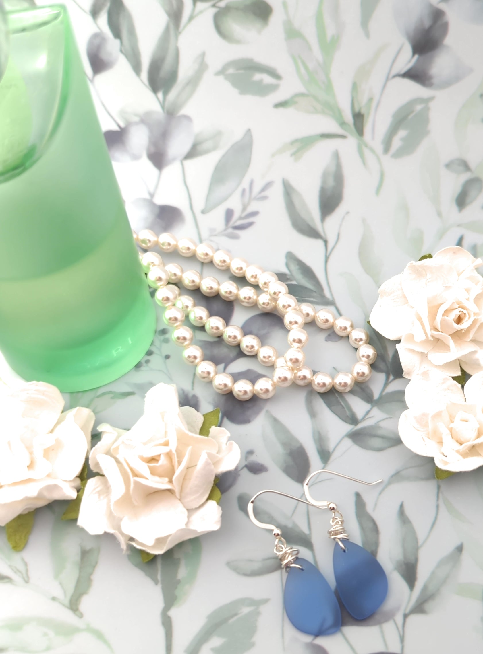 Dusty Periwinkle Blue Sea Glass Earrings with Sterling Silver Hooks