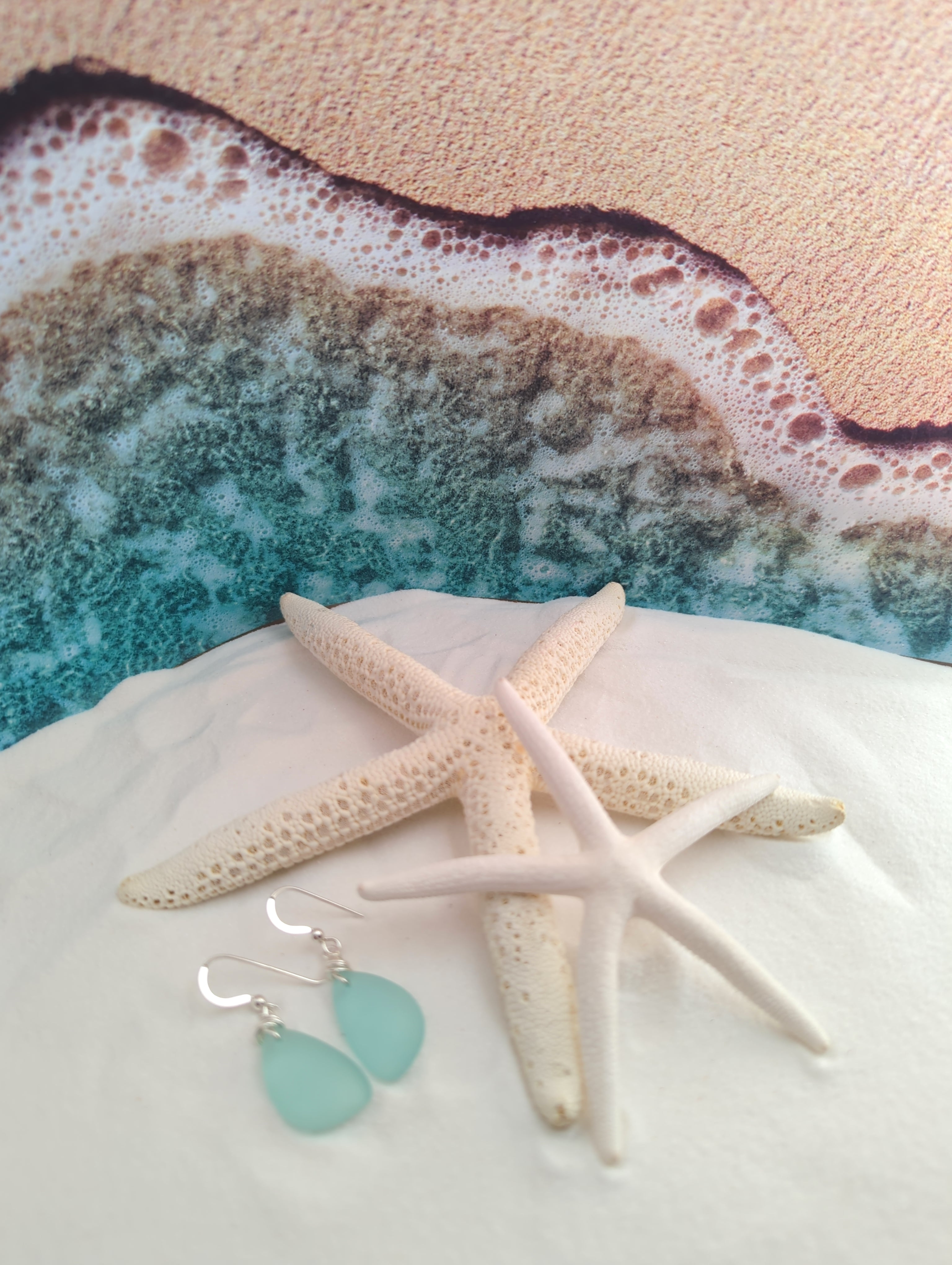 Popular Sea Foam Green Sea Glass Earrings on Sterling Silver Hooks