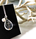 Popular Glass Dandelion Wish Pendant Necklace with Crystal Pearl Charm on Sterling Silver Chain