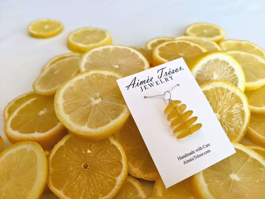 Sunshine Stacked Sea Pebble Pendant Necklace