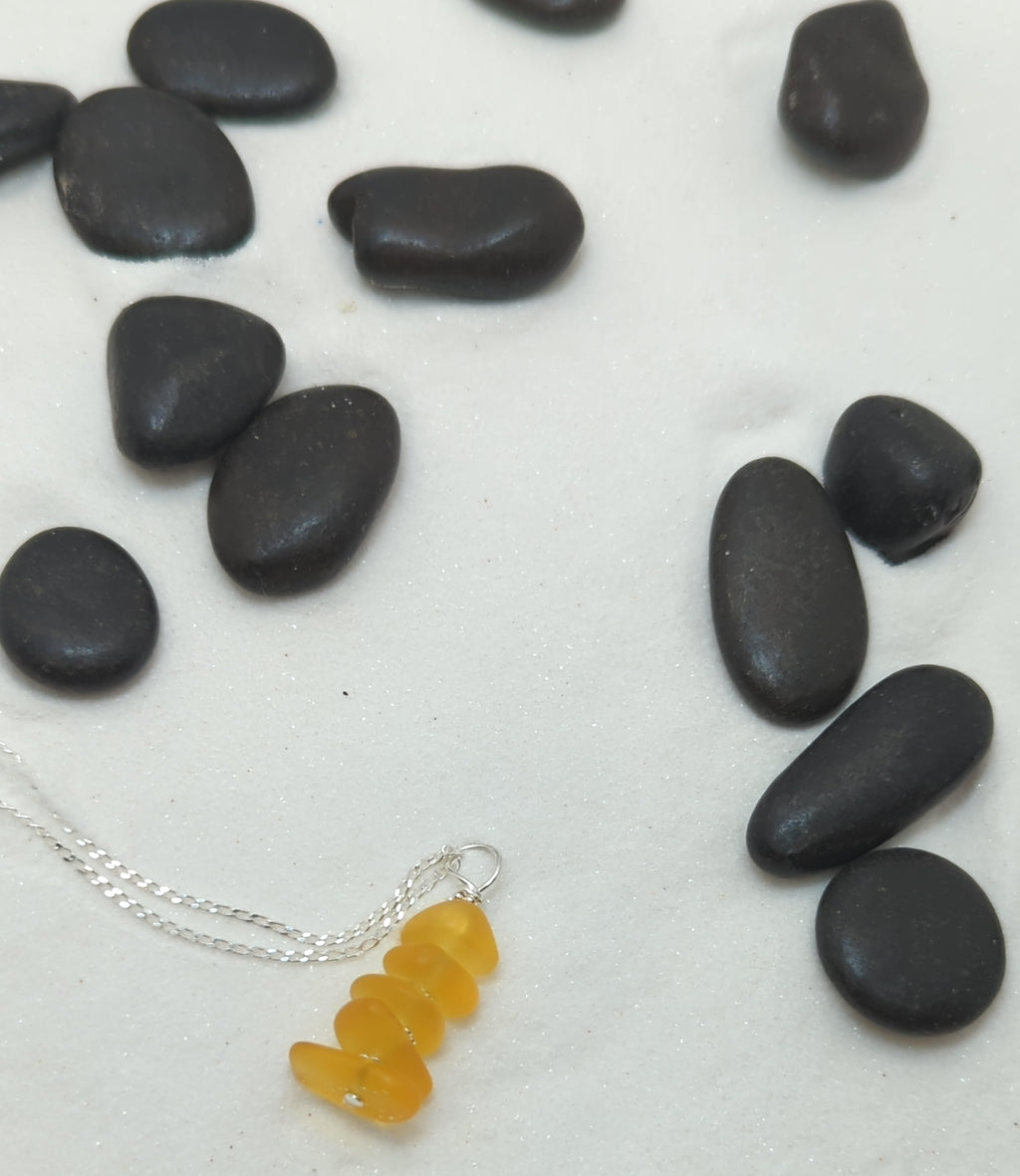 Sunshine Stacked Sea Pebble Pendant Necklace