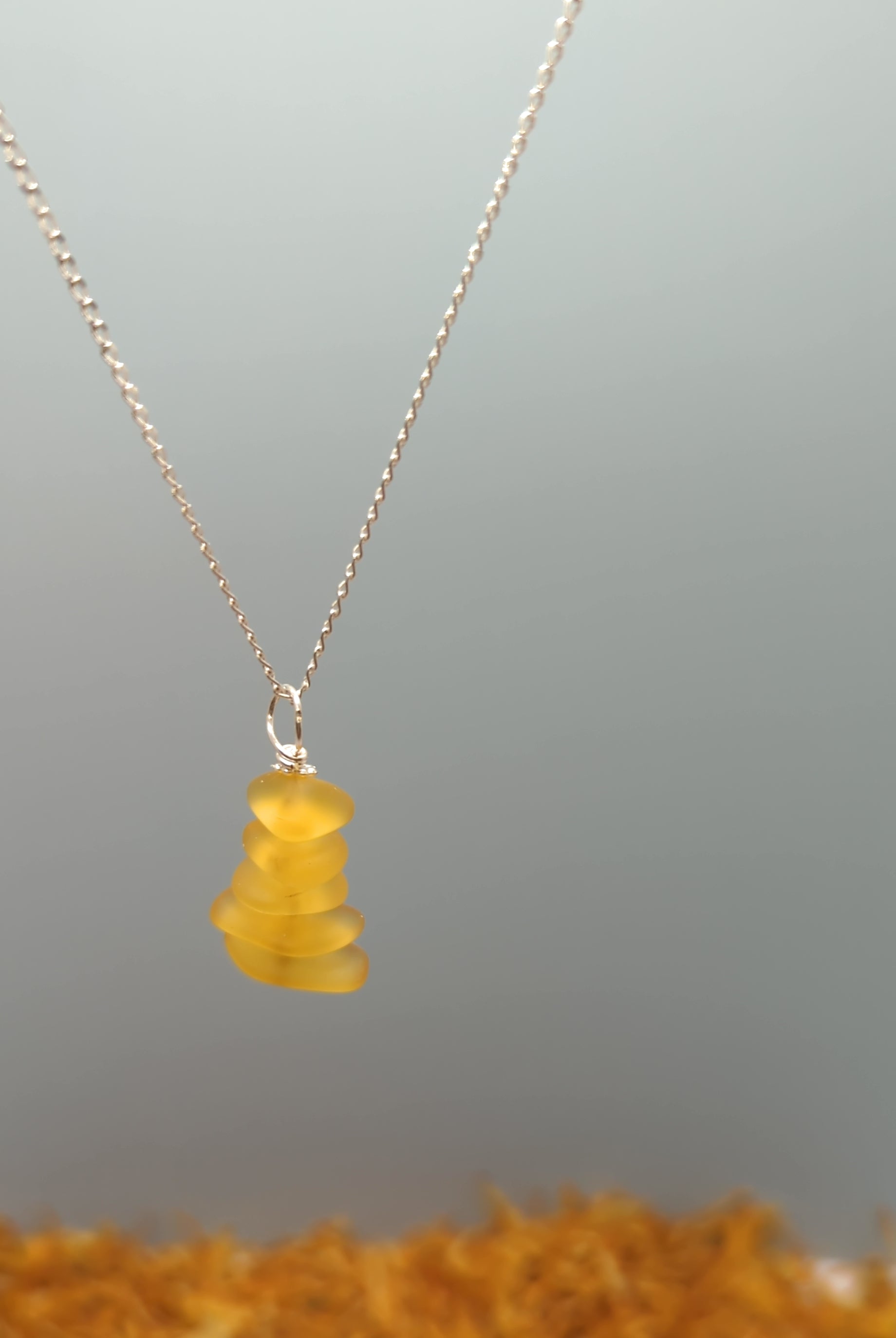 Sunshine Stacked Sea Pebble Pendant Necklace