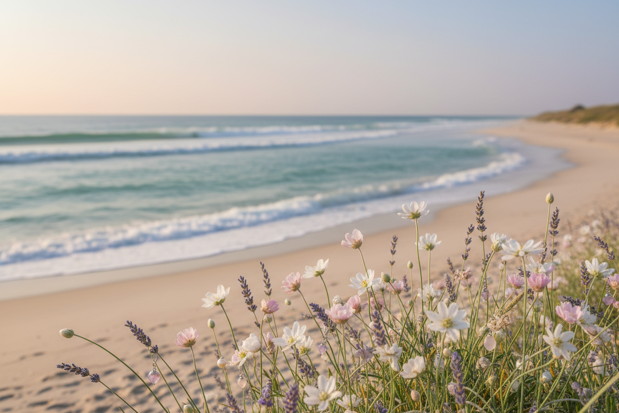 Coastal flowers on beach