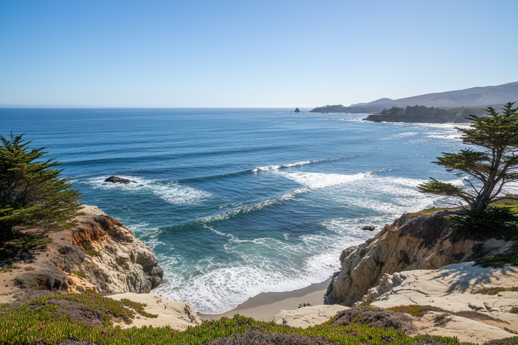 Coastal scene with blue ocean water