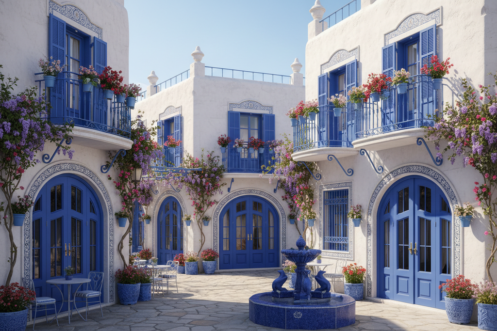 Cobalt blue doors and shutters