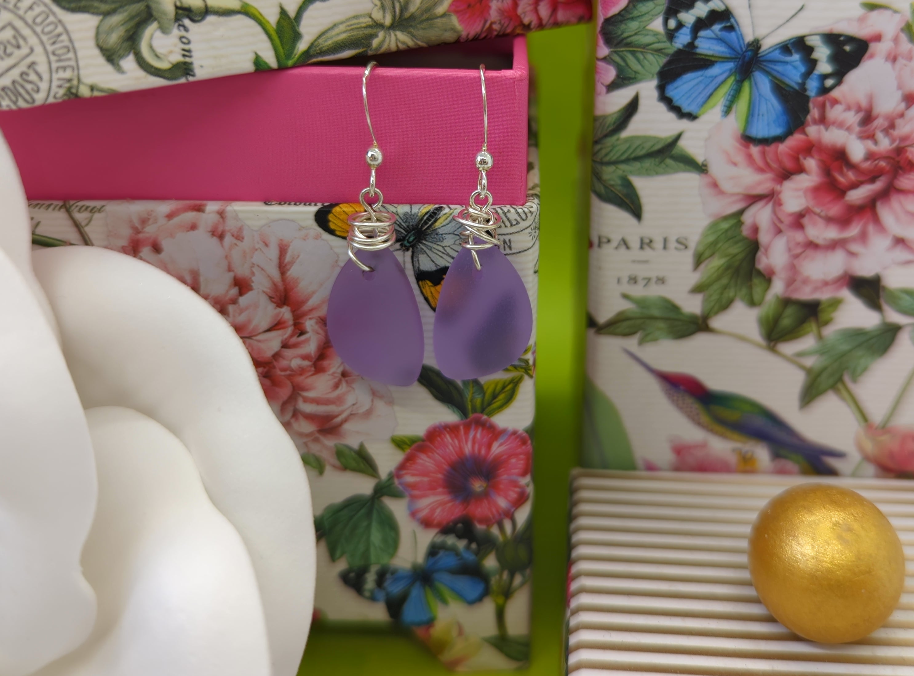 Charming Lavender Sea Glass Earrings