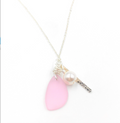 Sweetheart Chic Pink Blush Charm Necklace on Sterling Silver Chain