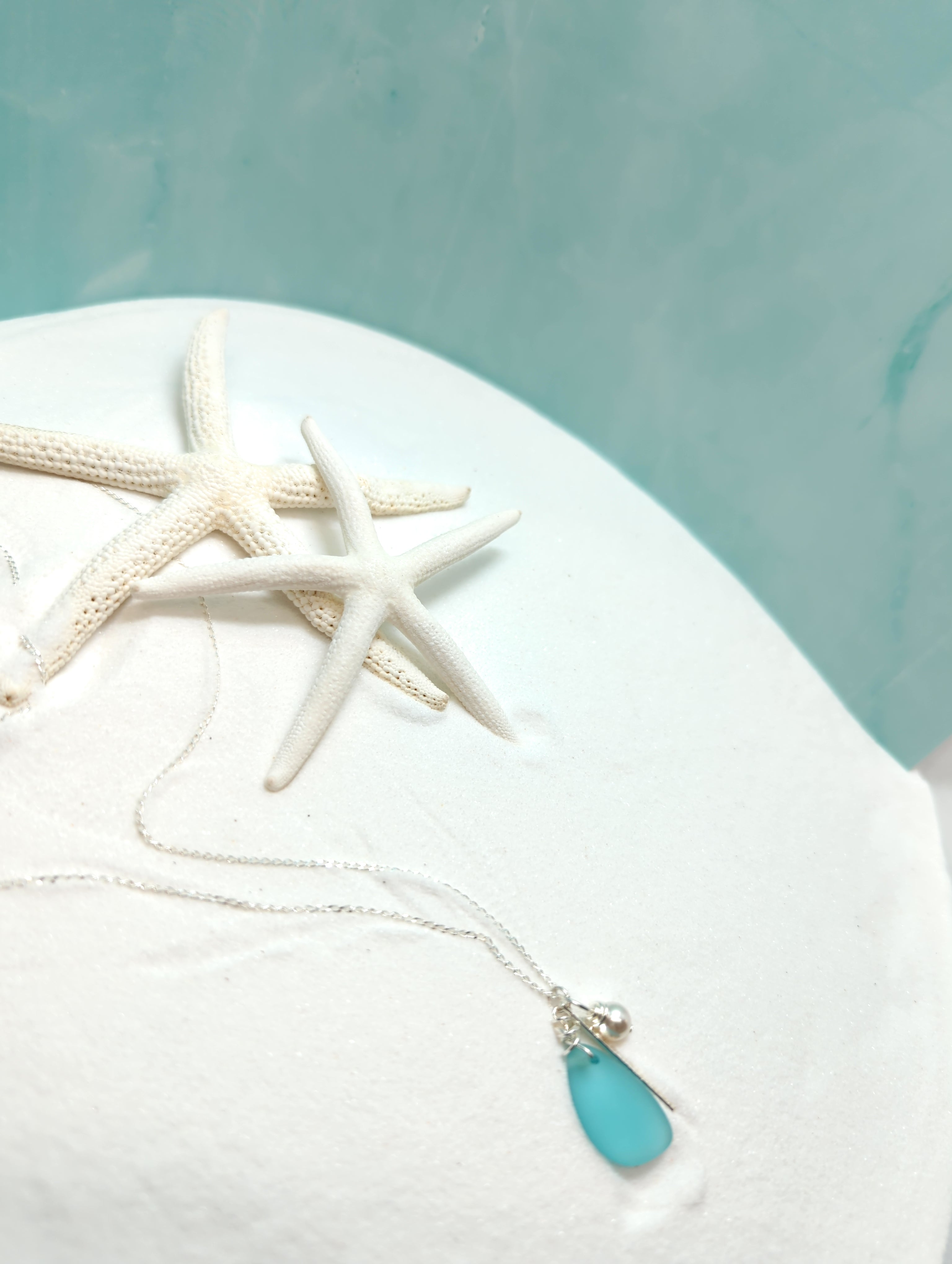 Popular Sea Foam Green Recycled Sea Glass Charm Necklace on Sterling Silver Chain