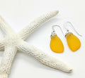 Aimee Tresor Yellow Recycled Sea Glass Earrings on Sterling Silver Hooks